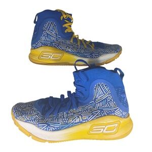 Under Armour Stephen Curry 4 Youth Basketball Shoes Blue Yellow Athletic Sneaker